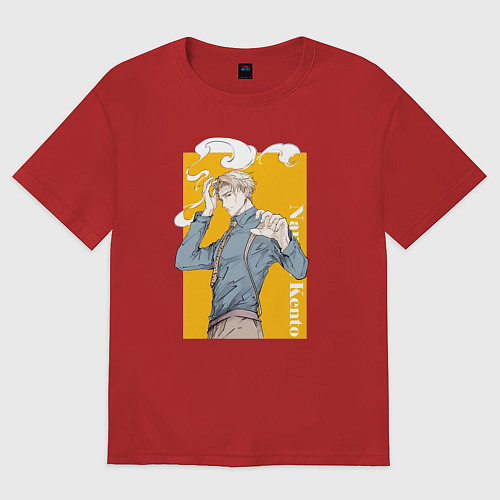 Мужская футболка оверсайз Магическая битва Нанами Кенто / Красный – фото 1