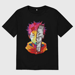 Футболка оверсайз мужская Магическая битва Итадори Юдзи и Двуликий призрак, цвет: черный