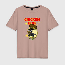 Футболка оверсайз мужская Chicken Gun - игра, цвет: пыльно-розовый