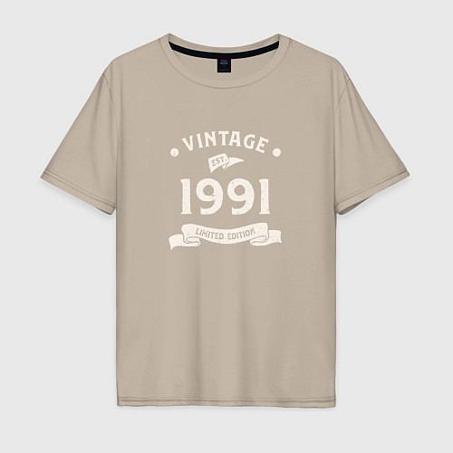 Мужская футболка оверсайз Винтаж 1991 ограниченный выпуск / Миндальный – фото 1