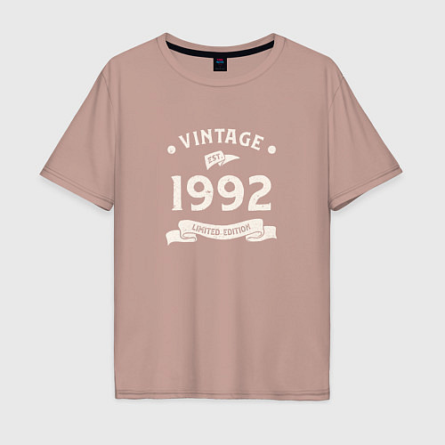 Мужская футболка оверсайз Винтаж 1992 ограниченный выпуск / Пыльно-розовый – фото 1
