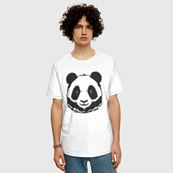 Футболка оверсайз мужская Панда бамбуковый медведь, цвет: белый — фото 2