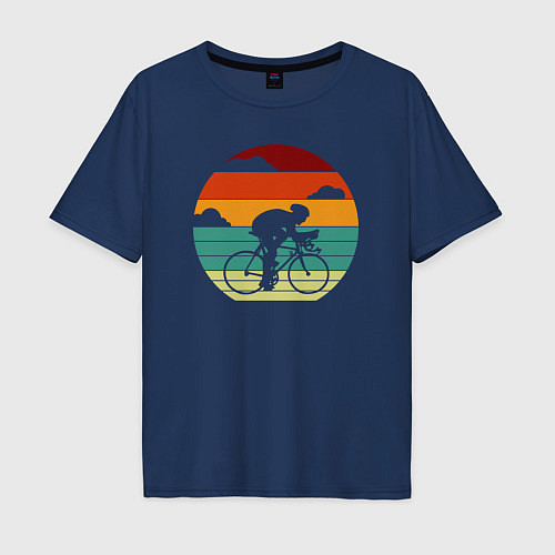 Мужская футболка оверсайз Bicycle life / Тёмно-синий – фото 1