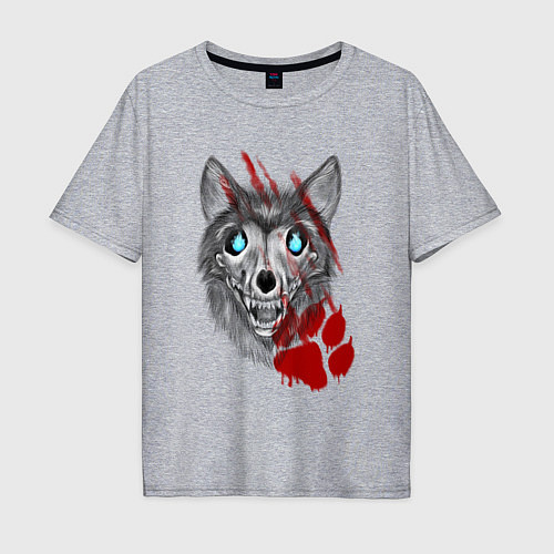 Мужская футболка оверсайз Призрачный волк / Меланж – фото 1