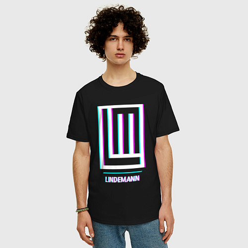 Мужская футболка оверсайз Lindemann glitch rock / Черный – фото 3