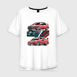 Футболка оверсайз мужская Mitsubishi Lancer Evolution IX V1, цвет: белый