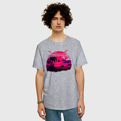 Футболка оверсайз мужская Пляжное ретро, цвет: меланж — фото 2