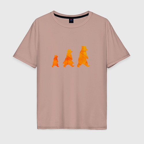 Мужская футболка оверсайз Три медведя семья / Пыльно-розовый – фото 1