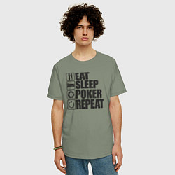 Футболка оверсайз мужская Eat, sleep, poker, repeat, цвет: авокадо — фото 2