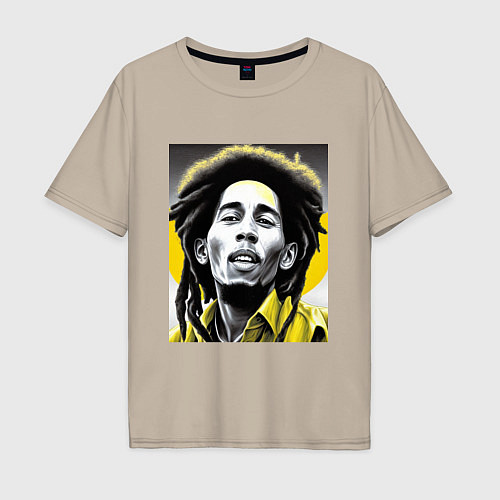 Мужская футболка оверсайз Bob Marley Digital Art / Миндальный – фото 1