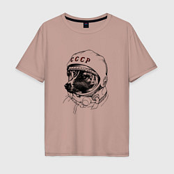 Мужская футболка оверсайз Пёсик астронавт - ссср