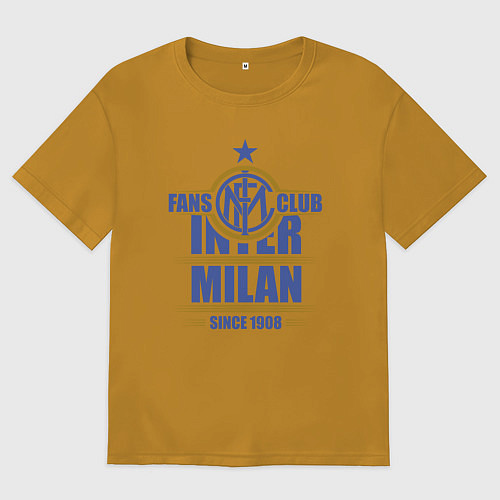 Мужская футболка оверсайз Inter Milan fans club / Горчичный – фото 1
