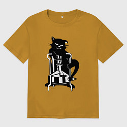 Футболка оверсайз мужская Кот Бегемот на примусе, цвет: горчичный