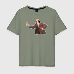 Мужская футболка оверсайз Ленин показывает недругу