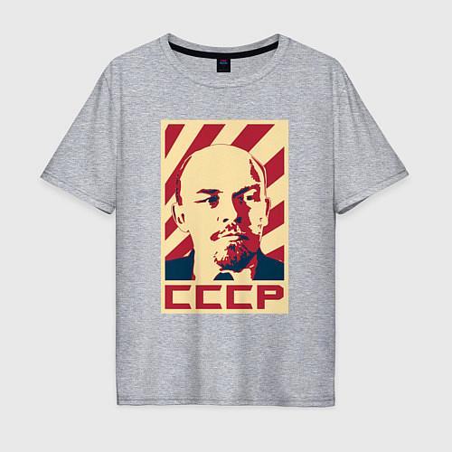 Мужская футболка оверсайз Владимир Ленин СССР / Меланж – фото 1