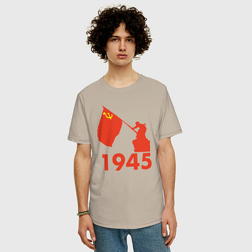 Мужская футболка оверсайз 1945 / Миндальный – фото 3