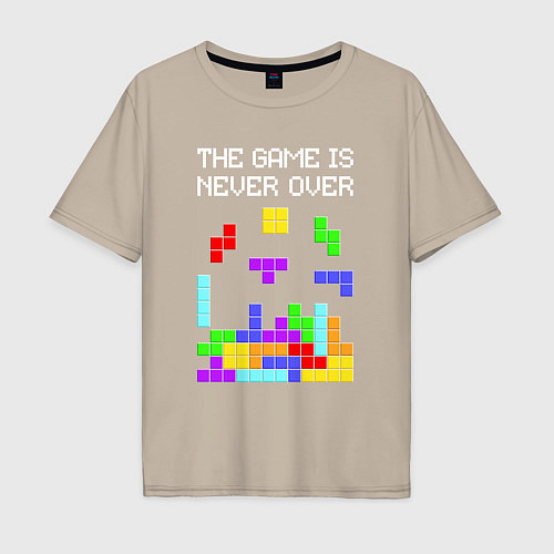 Мужская футболка оверсайз Tetris - the game is never over / Миндальный – фото 1