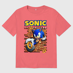 Футболка оверсайз мужская Соник ёж, цвет: коралловый