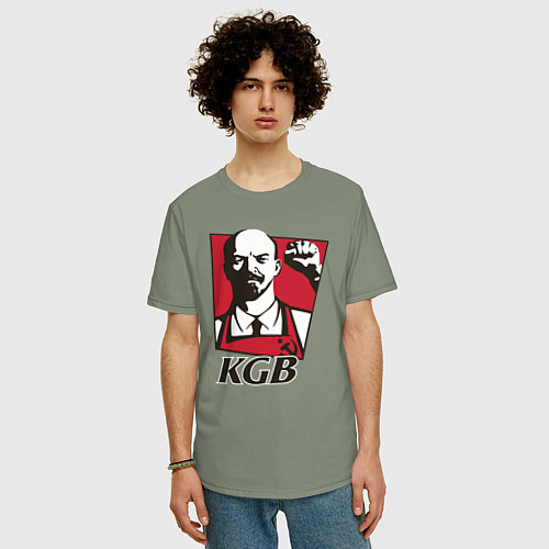 Мужская футболка оверсайз KGB Lenin / Авокадо – фото 3