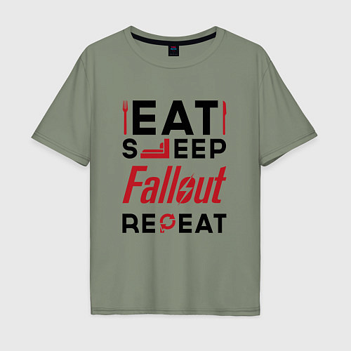 Мужская футболка оверсайз Надпись: eat sleep Fallout repeat / Авокадо – фото 1