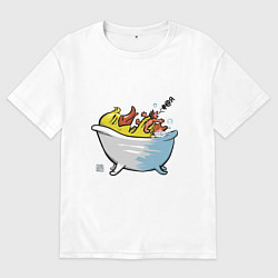 Мужская футболка оверсайз Уточка в ванне