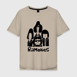 Футболка оверсайз мужская Ramones панк рок группа, цвет: миндальный