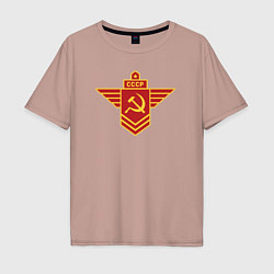 Футболка оверсайз мужская Крылья СССР, цвет: пыльно-розовый