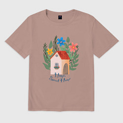 Футболка оверсайз мужская Home, Sweet Home, цвет: пыльно-розовый