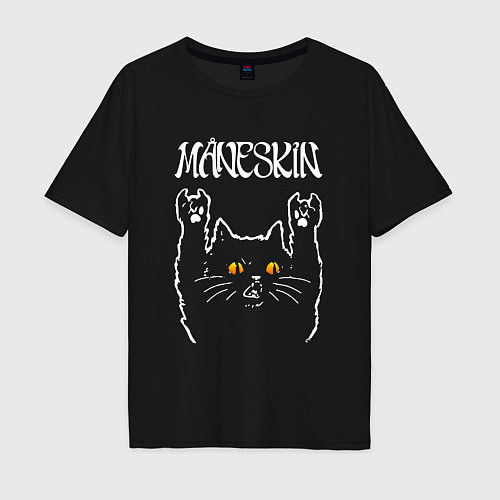 Мужская футболка оверсайз Maneskin rock cat / Черный – фото 1