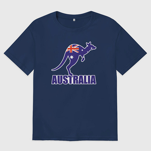 Мужская футболка оверсайз Австралийский кенгуру / Тёмно-синий – фото 1