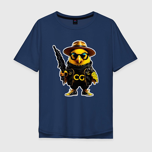 Мужская футболка оверсайз Chicken Gun - Air studio / Тёмно-синий – фото 1