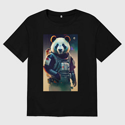 Мужская футболка оверсайз Крутой панда - киберпанк