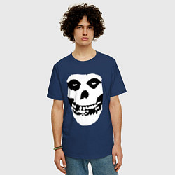 Футболка оверсайз мужская Череп misfits, цвет: тёмно-синий — фото 2