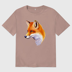 Футболка оверсайз мужская Лиса смотрит, цвет: пыльно-розовый