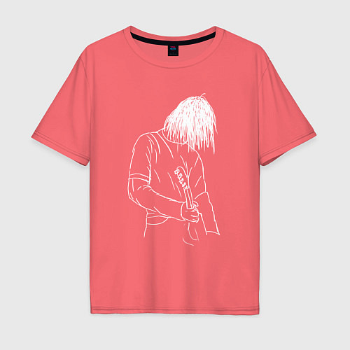 Мужская футболка оверсайз Kurt Cobain grunge / Коралловый – фото 1
