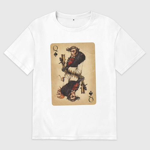 Мужская футболка оверсайз Fable III Ловкач, дама пики / Белый – фото 1