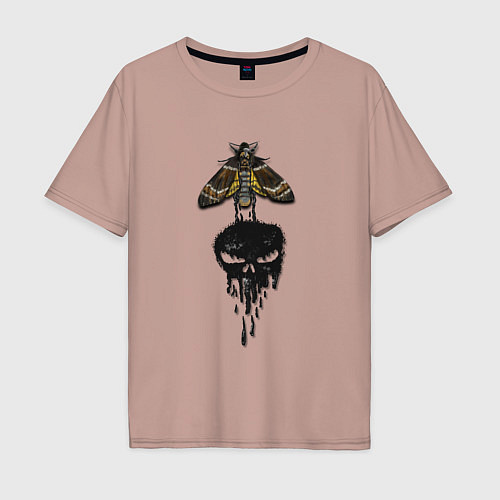 Мужская футболка оверсайз Бражник и череп / Пыльно-розовый – фото 1