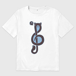 Мужская футболка оверсайз Музыкальный котик