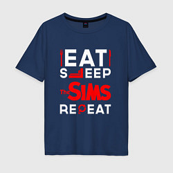 Мужская футболка оверсайз Надпись eat sleep The Sims repeat