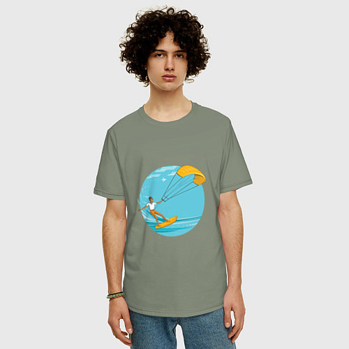 Мужская футболка оверсайз Кайтер на море / Авокадо – фото 3