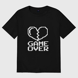 Футболка оверсайз мужская Game Over на черном фоне, цвет: черный