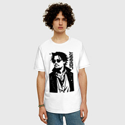 Футболка оверсайз мужская Johnny Depp - graphics, цвет: белый — фото 2