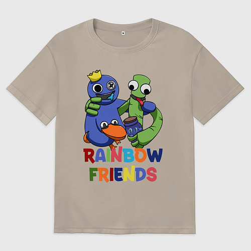 Мужская футболка оверсайз Радужные друзья игра / Миндальный – фото 1