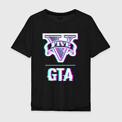 Мужская футболка оверсайз GTA в стиле glitch и баги графики