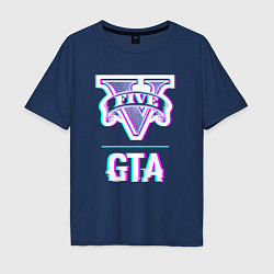 Мужская футболка оверсайз GTA в стиле glitch и баги графики