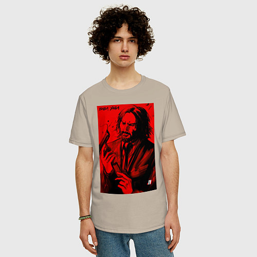 Мужская футболка оверсайз John Wick Baba Yaga art / Миндальный – фото 3