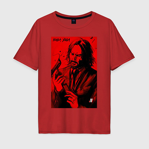 Мужская футболка оверсайз John Wick Baba Yaga art / Красный – фото 1