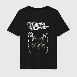 Футболка оверсайз мужская My Chemical Romance rock cat, цвет: черный