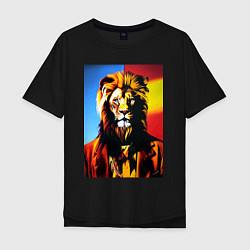 Мужская футболка оверсайз Модный лев - нейросеть - мода