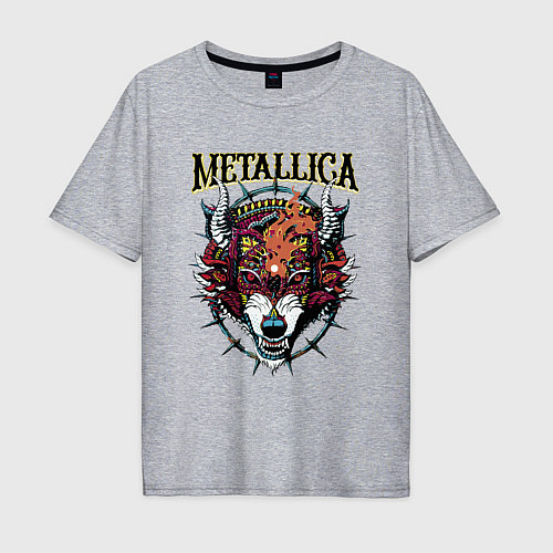Мужская футболка оверсайз Metallica - wolfs muzzle - thrash metal / Меланж – фото 1